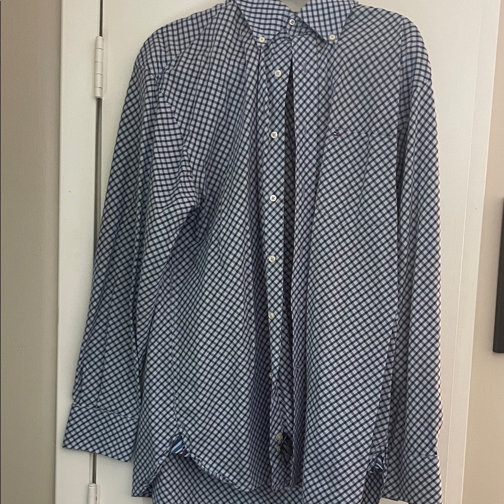 Tommy Hilfiger Navy and White Checkered Shirt
